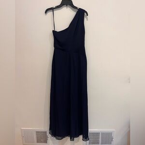 Elegant Navy One-Shoulder Dress (M)